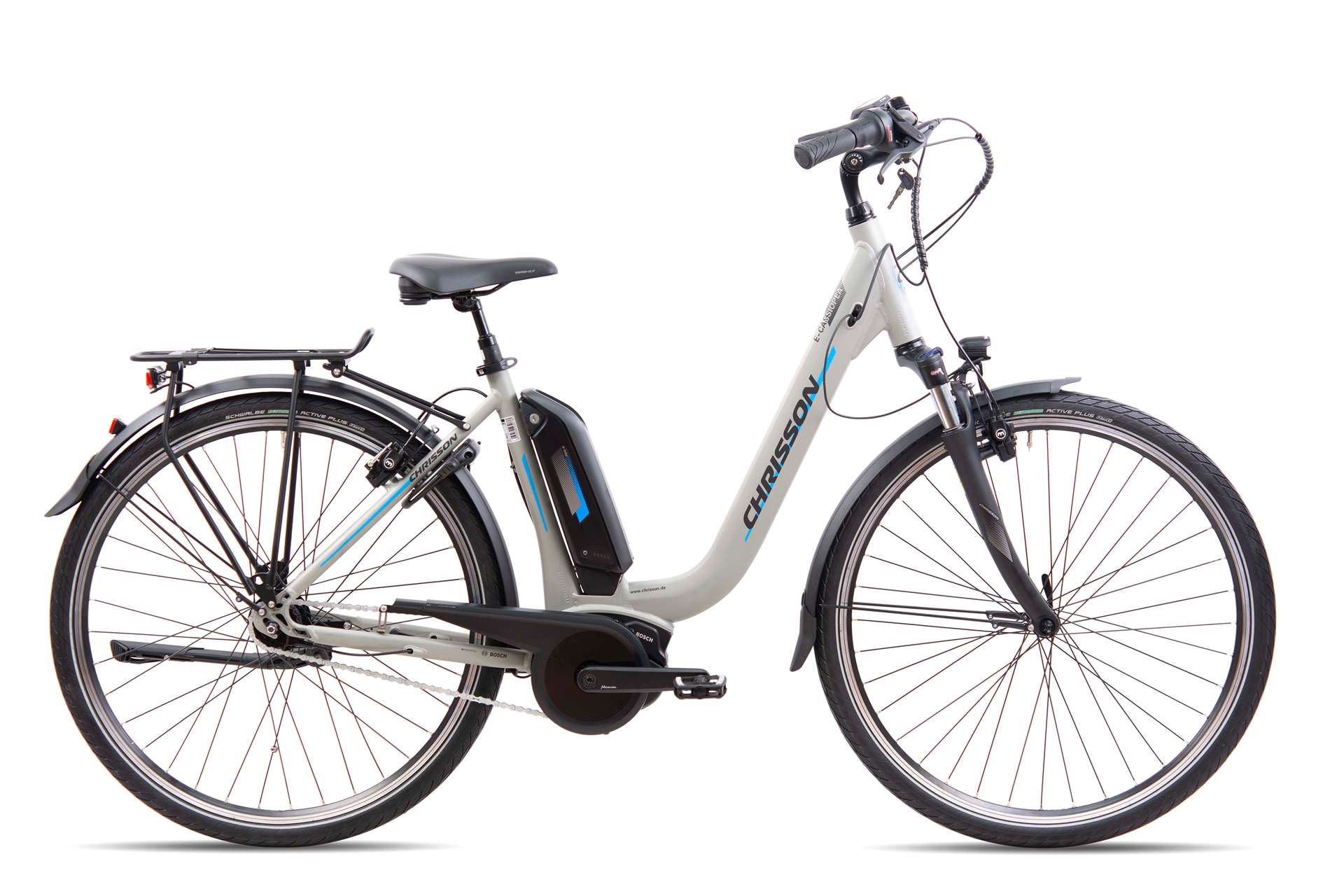 Електрически дамски градски велосипед Chrisson E-Cassiopea 28'' BOSCH 400Wh сив