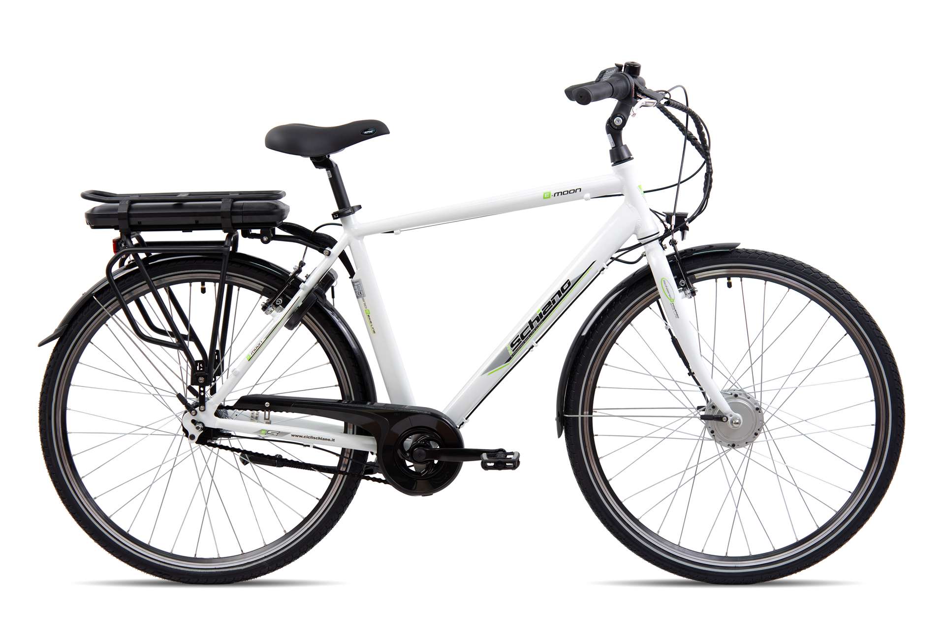 Електрически мъжки градски велосипед Schiano E-Moon 28'' 468Wh бял