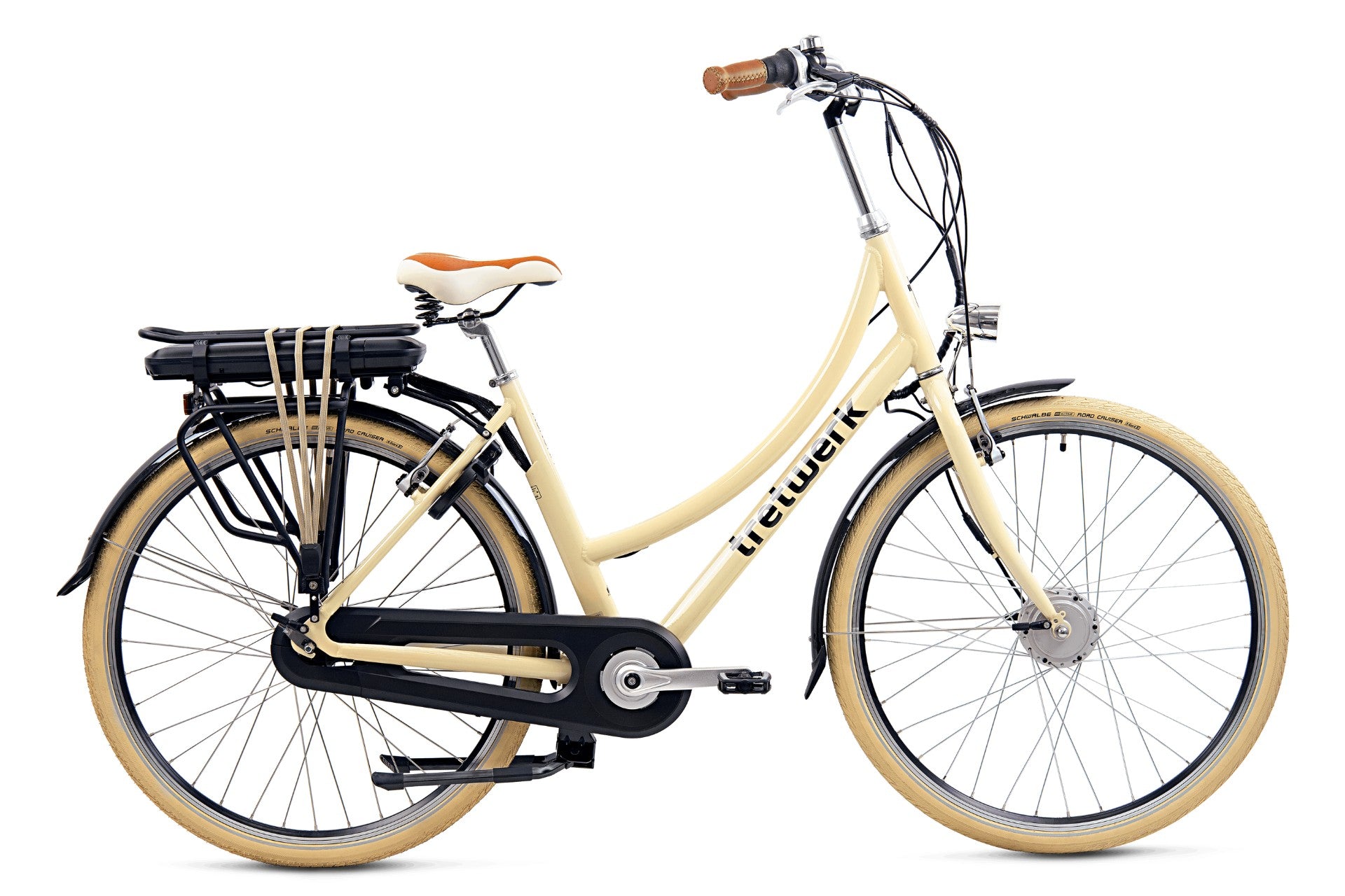 Електрически дамски градски велосипед Tretwerk Aurora 28" 468 Wh бежов